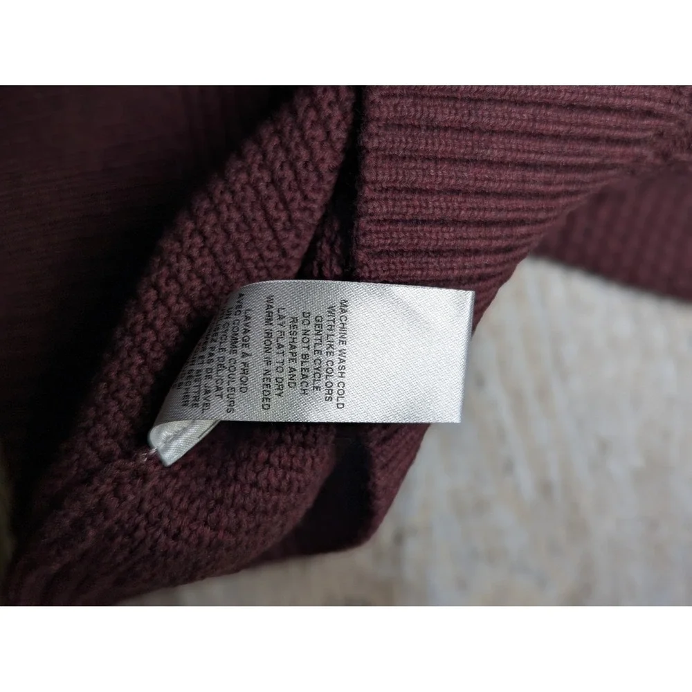 Raffi Burgundy Cable Knit Quarter Zip Sweater Mens Size XL Suede Elbow Patches - Picture 11 of 13